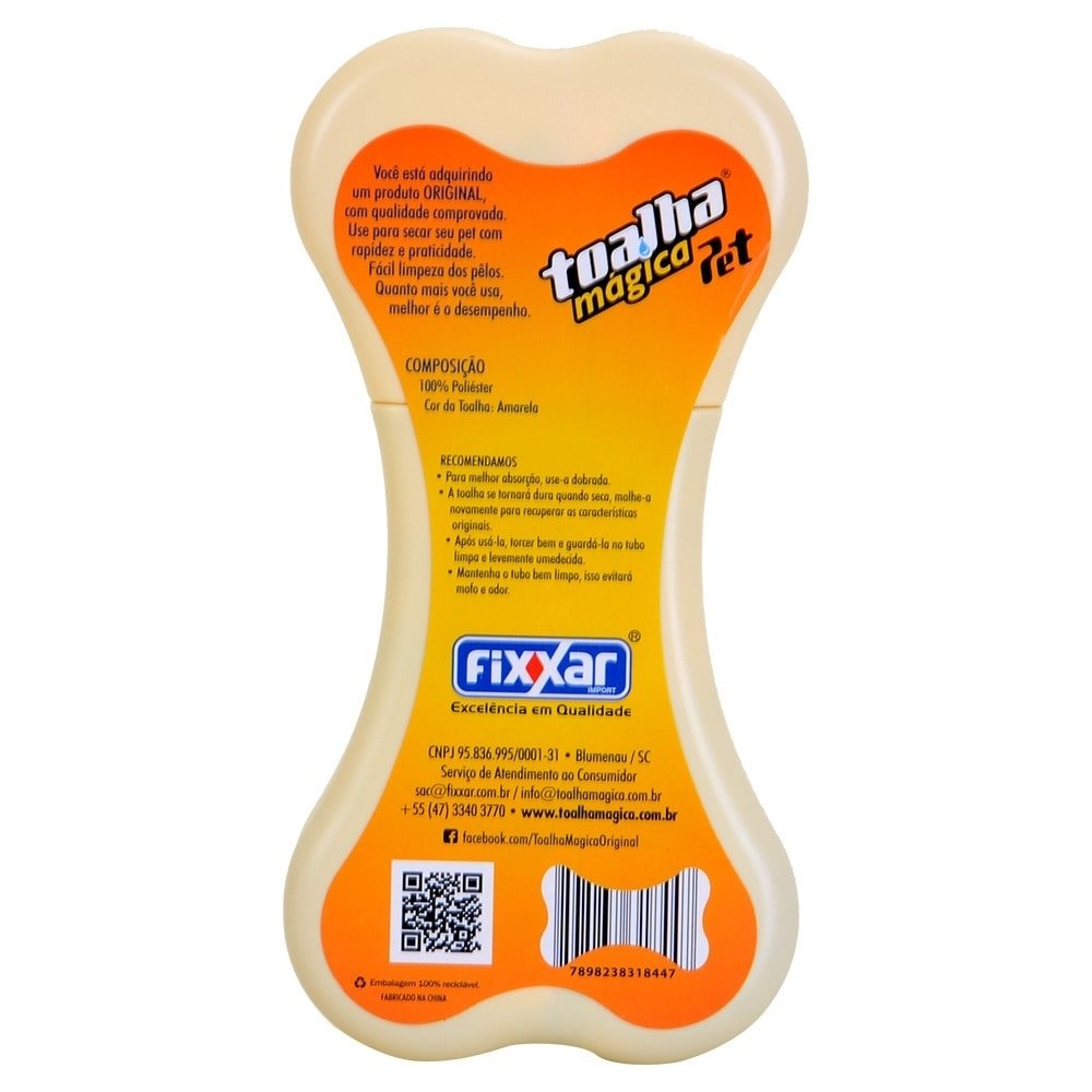 Toalha Mágica Fixxar Pet 80x30cm Amarela