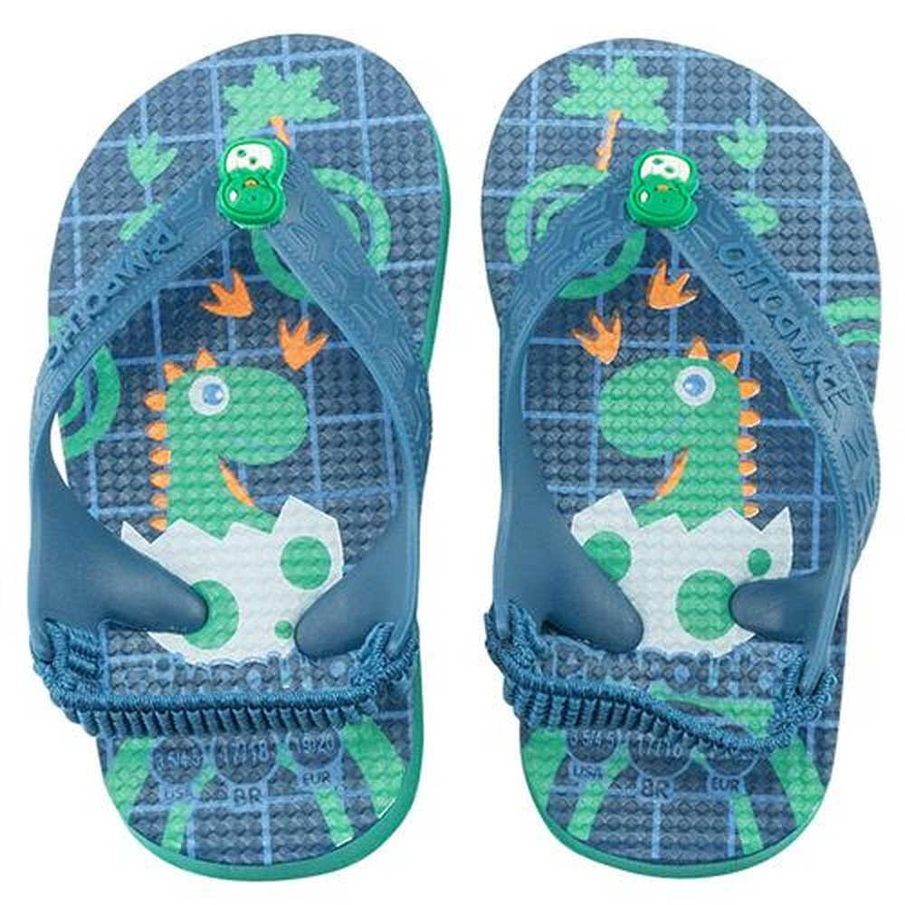 Kit Sandalia Praiana Baby 17-23 Azul Dinossauro Masculina Pimpolho Com 12 Pares - Numeração 17 A 23