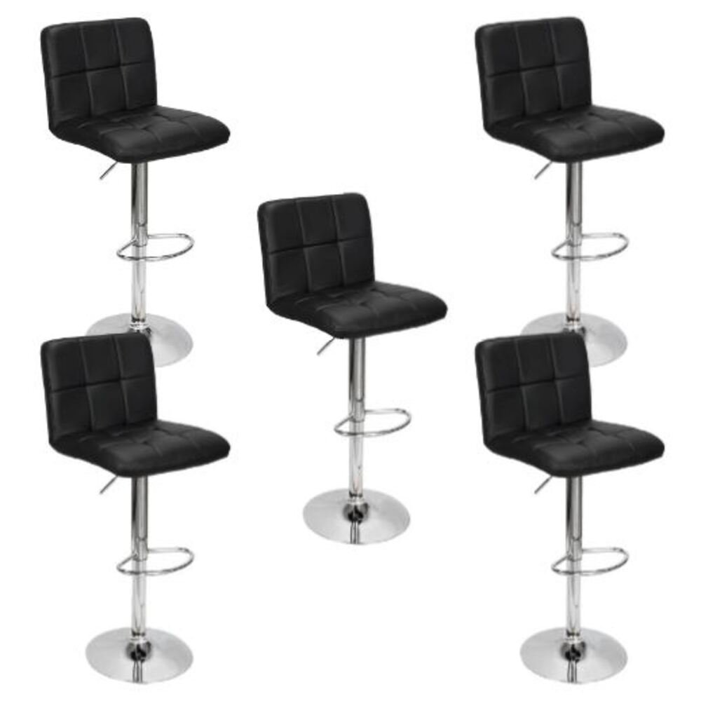 Kit com 5 Banquetas Gomos Confort Giratória Preta