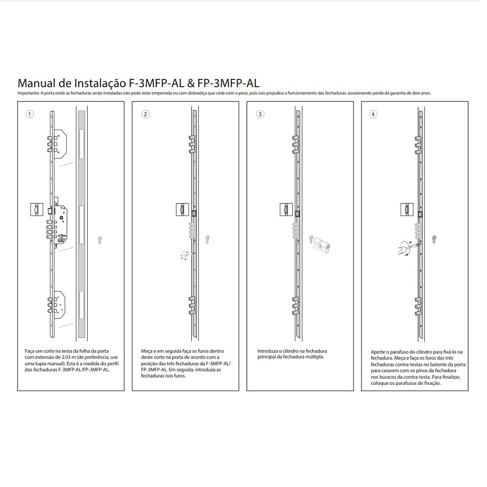 Fechadura 10 Pinos de Alta Segurança Rolete e Roseta Polida - Fortezza