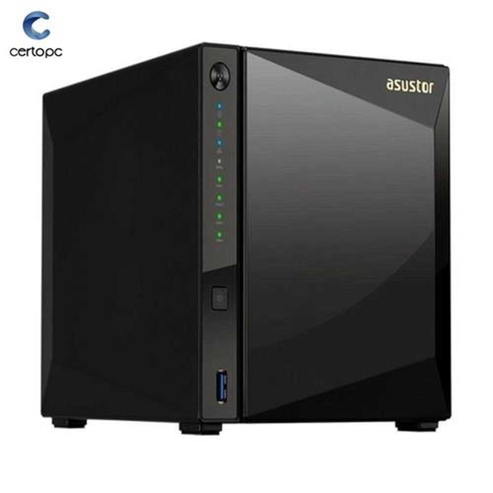 Storage NAS Sistema de Backup Asustor Marvell Dual Core 1,6GHZ 2GB DDR4 (sem disco) AS4004T