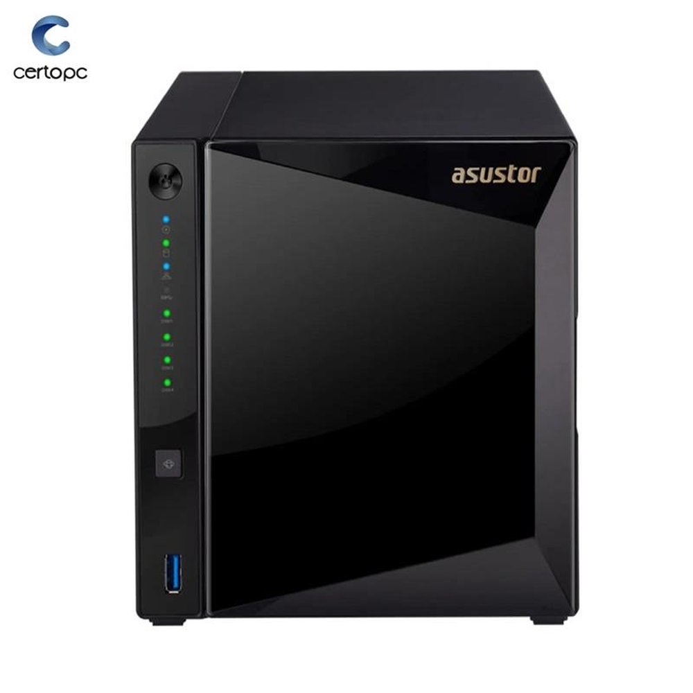 Storage NAS Sistema de Backup Asustor Marvell Dual Core 1,6GHZ 2GB DDR4 (sem disco) AS4004T