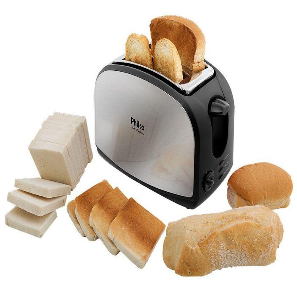 Torradeira Philco Preta French Toast 8 Níveis de Tostagem 127V
