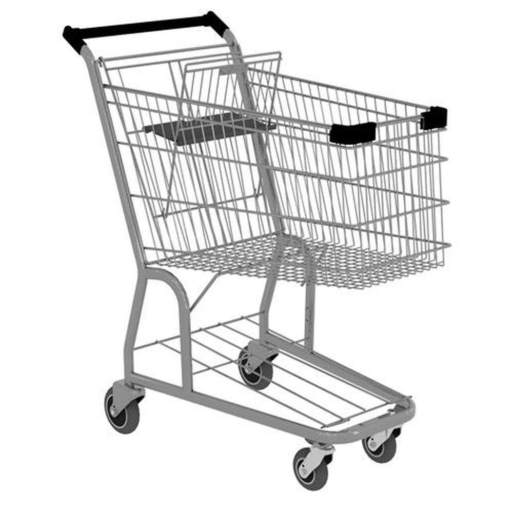 Carrinho De Compras Premium Lx 130 Lts ¿ Galvanizado Com Acabamento Preto E Porta Bebê