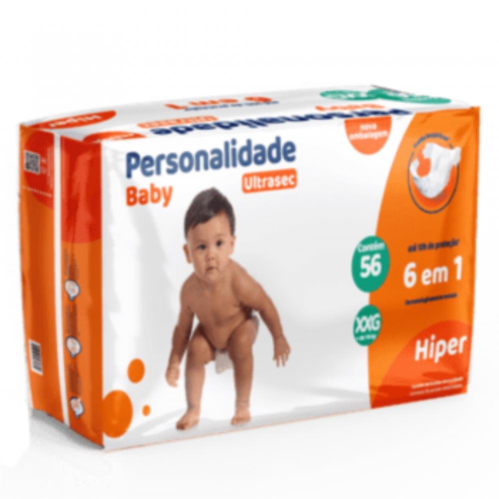 Fralda Personalidade Baby Ultra Sec Hiper Xxg Com 56 Unidades