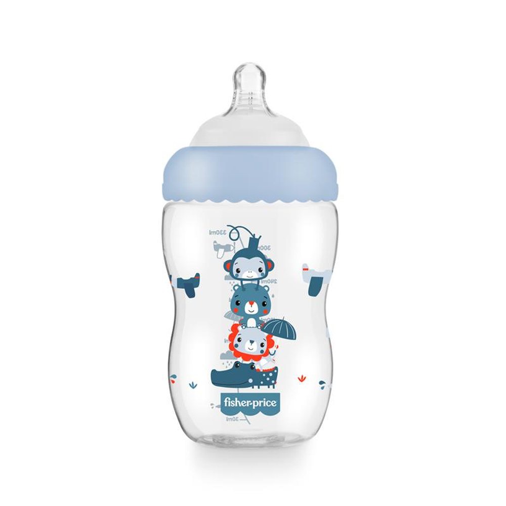 Mamadeira First Moments Marshmallow Azul 330ml +4 meses Fisher Price - BB1030