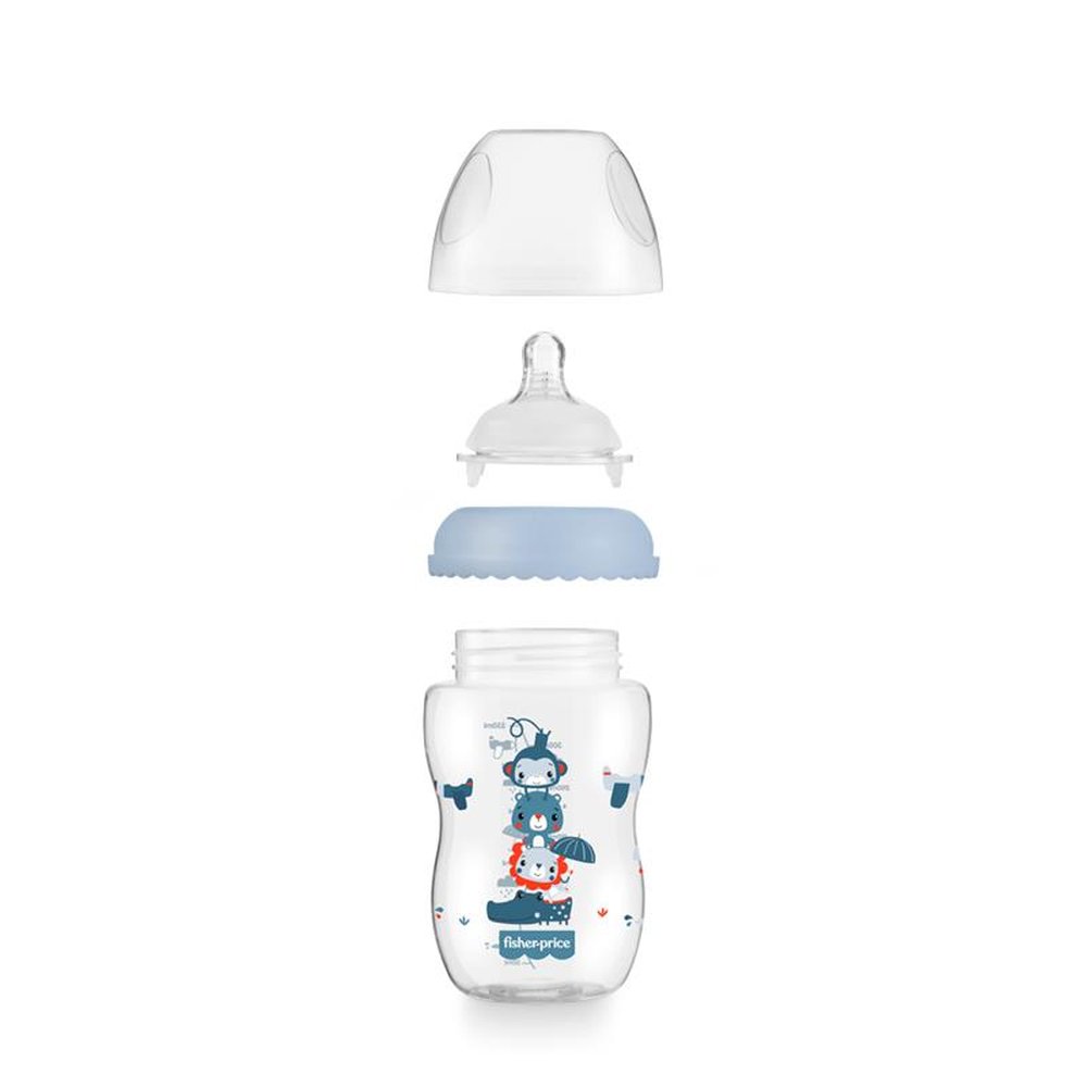 Mamadeira First Moments Marshmallow Azul 330ml +4 meses Fisher Price - BB1030