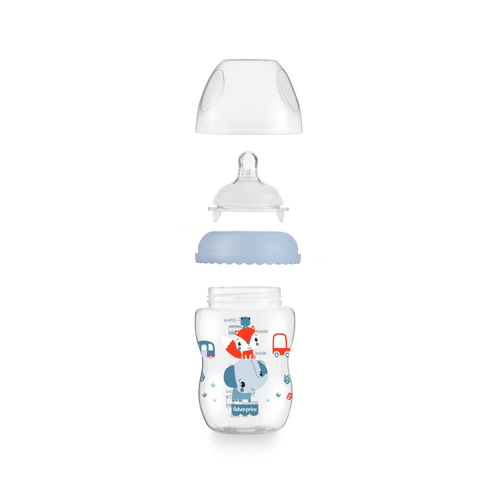 Mamadeira First Moments Marshmallow Azul 270ml +2 meses Fisher Price - BB1029