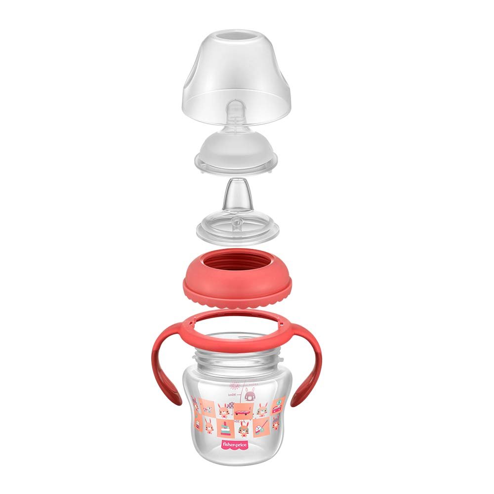 Copo de Transição First Moments + Bico Extra + Alça Removivel 150 ml Rosa Fisher Price - BB1056