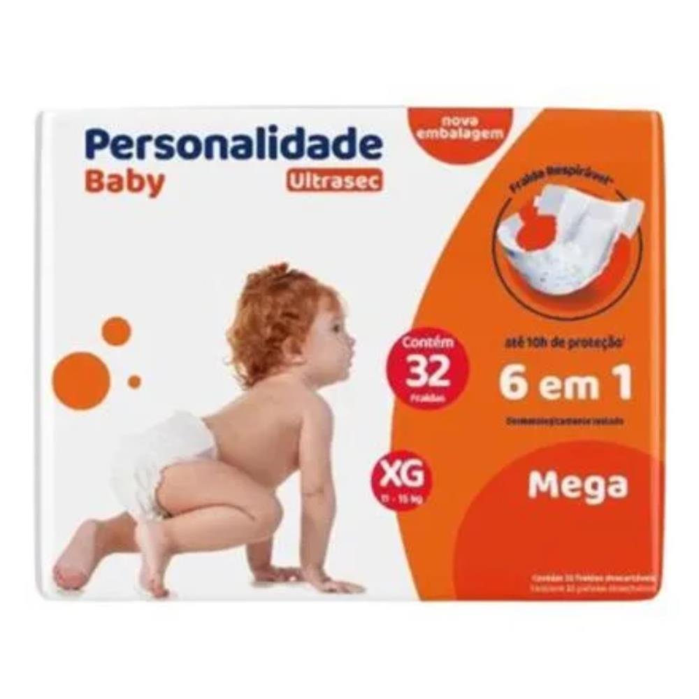 Fralda Personalidade Baby Ultra Sec Mega Xg Com 32 Unidades
