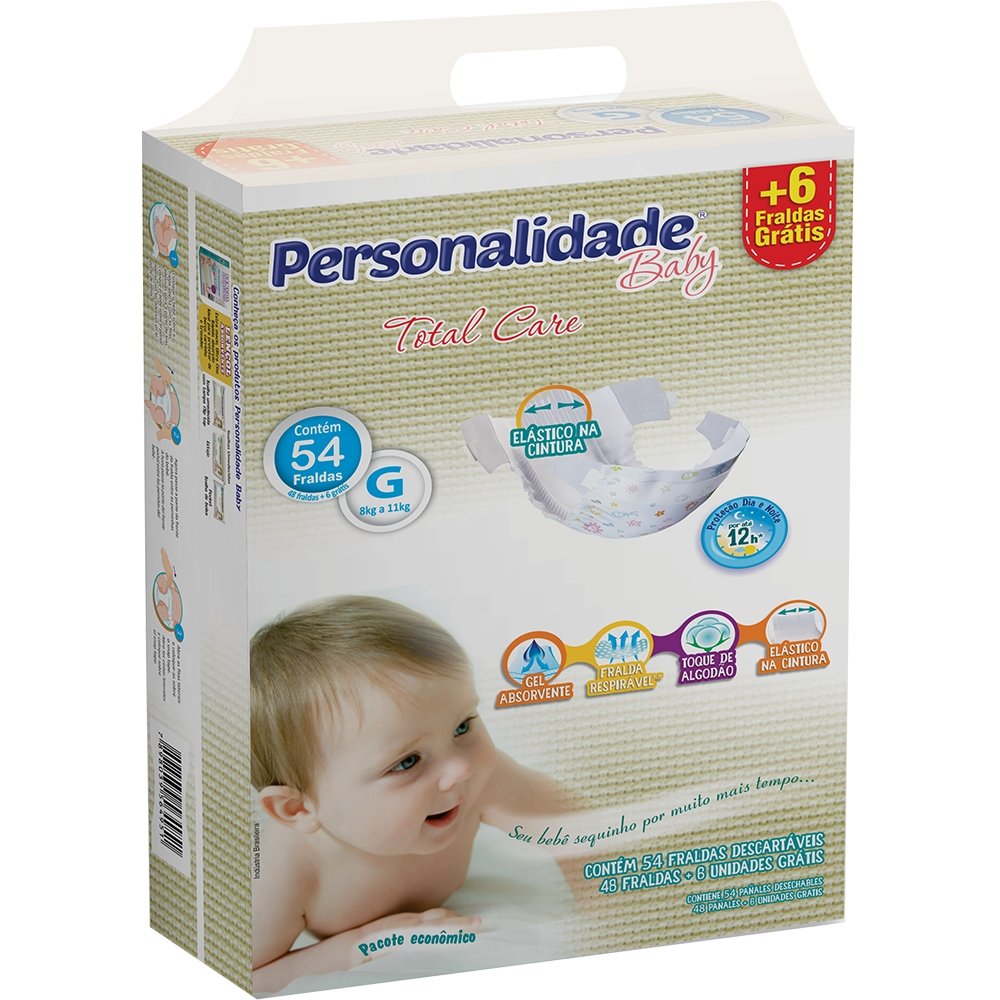 Fralda Personalidade Baby Total Care G 54 Unidade