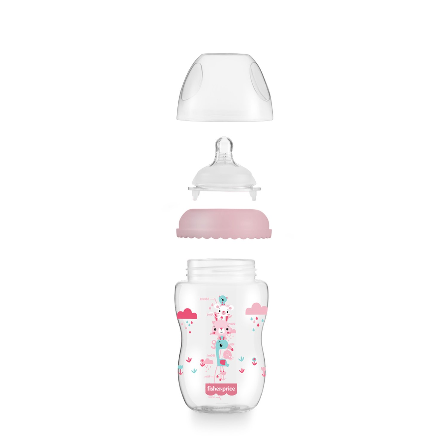 Mamadeira First Moments Rosa Algodão Doce 330Ml +4 Meses Fisher Price - Bb1028