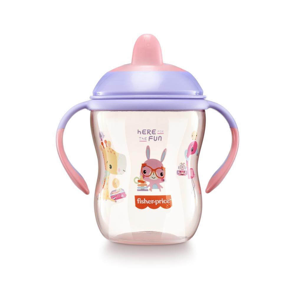 Copo de Treinamento com Bico Semi-rígido First Moments 270ml Rosa Glitter Fisher Price - BB1015