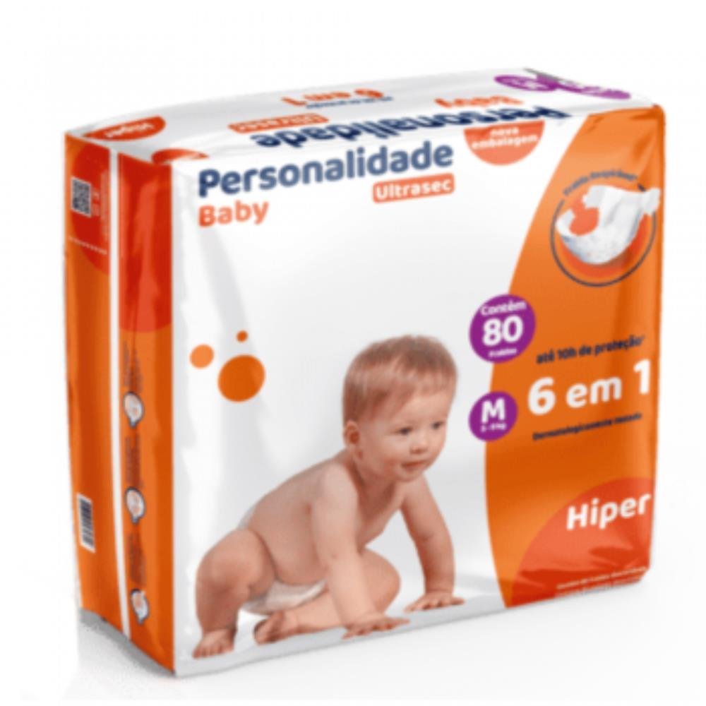 Fralda Personalidade Baby Ultra Sec Hiper M Com 80 Unidades