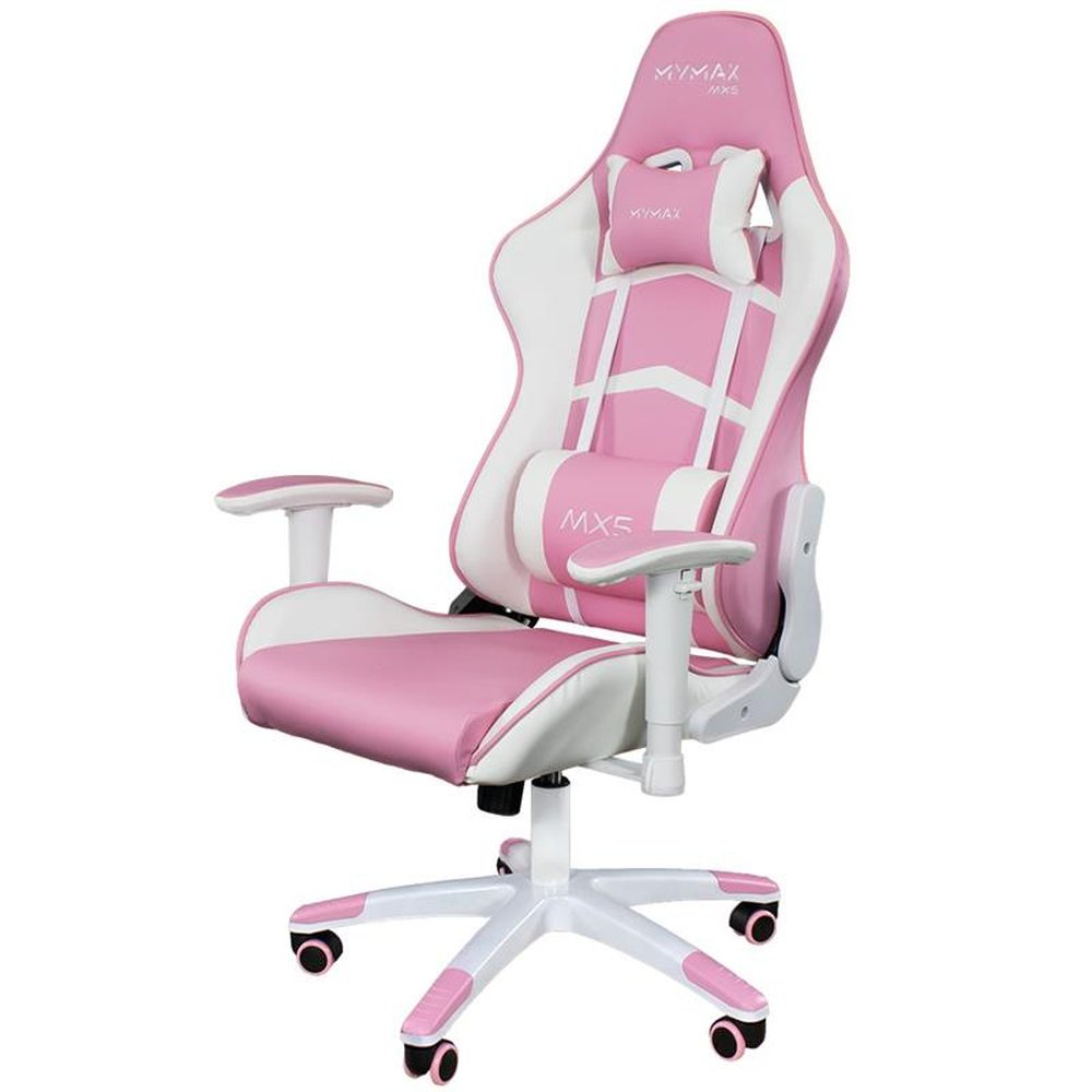 Cadeira Gamer MX5 Giratoria Branco e Rosa MYMAX