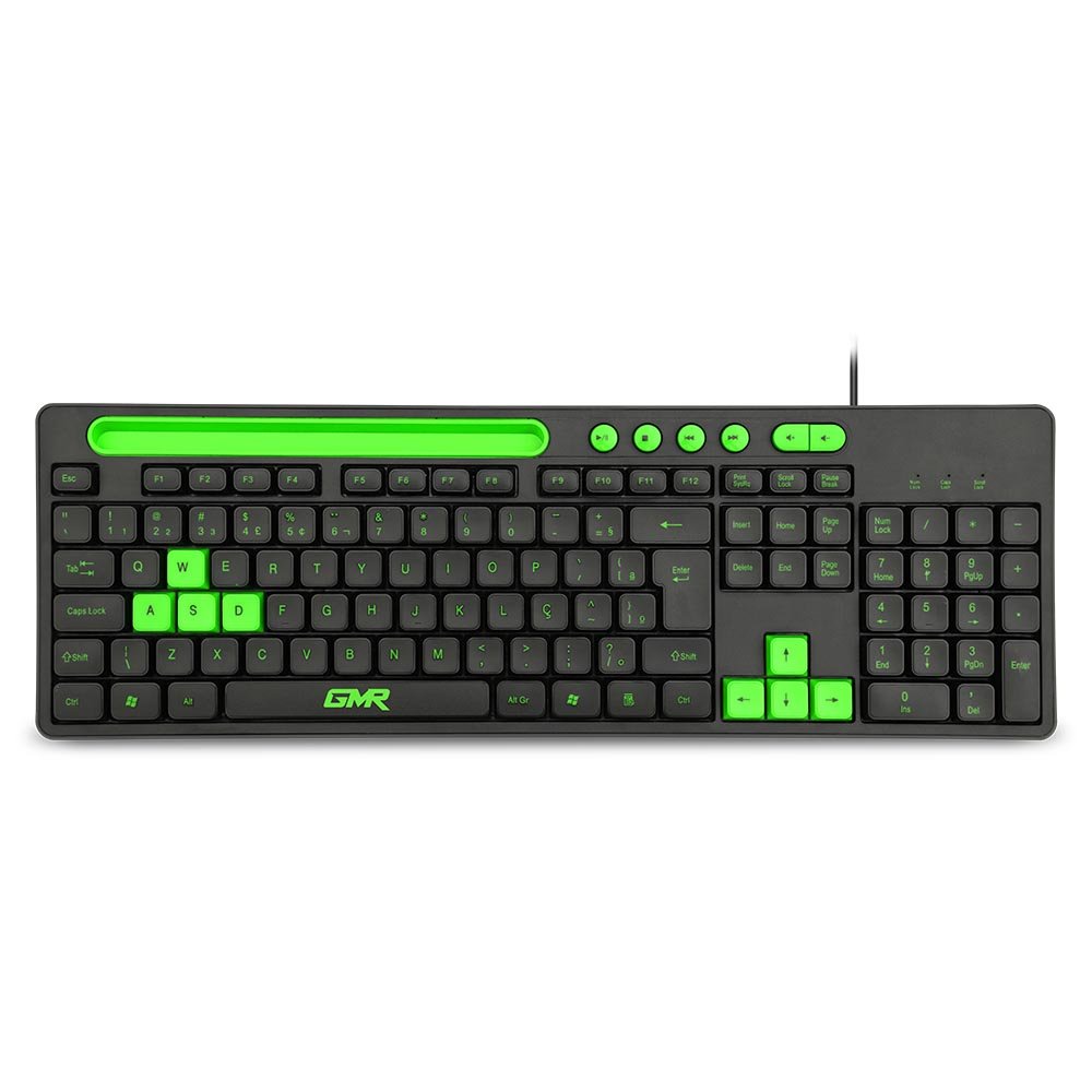 Teclado GK120 Preto/Verde com Suporte de Smartphone - TC265