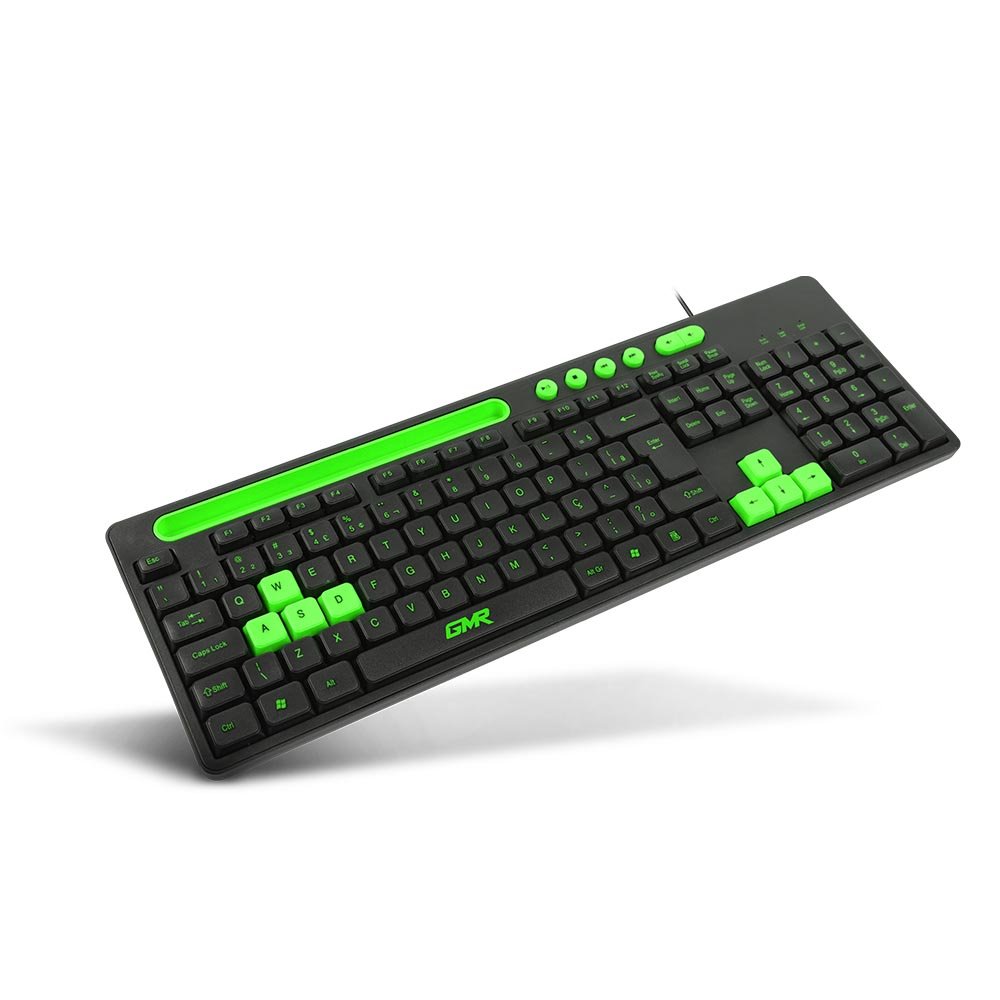 Teclado GK120 Preto/Verde com Suporte de Smartphone - TC265