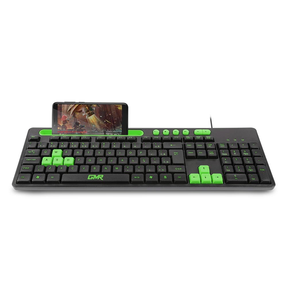Teclado GK120 Preto/Verde com Suporte de Smartphone - TC265
