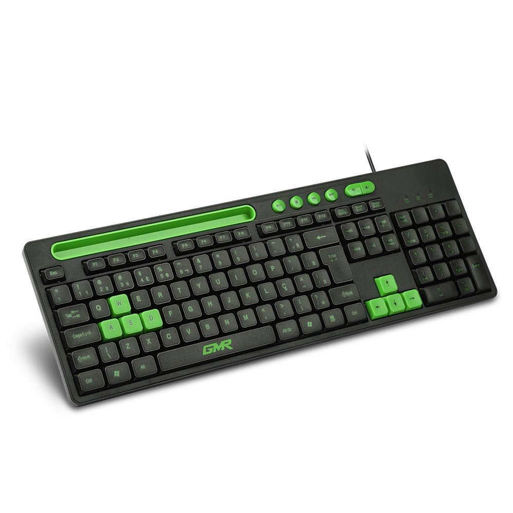 Teclado GK120 Preto/Verde com Suporte de Smartphone - TC265