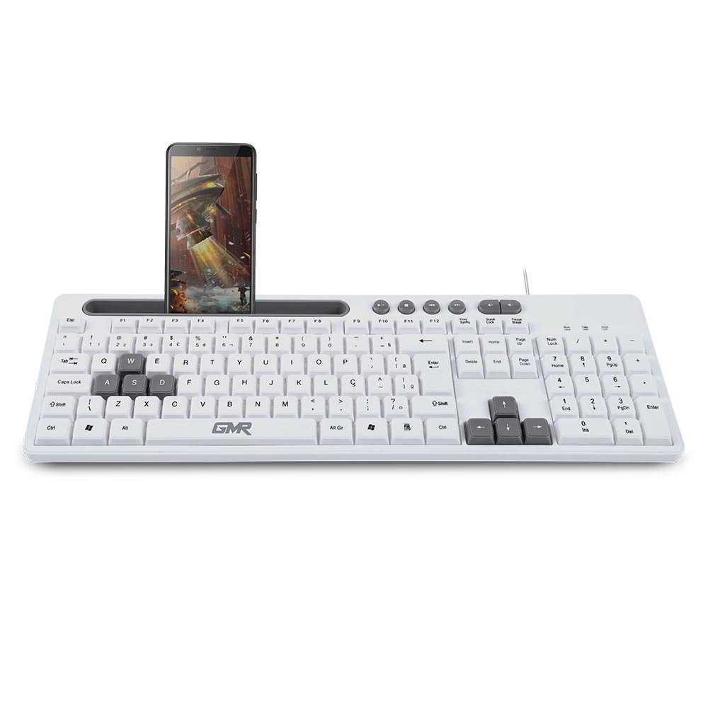 Teclado GK120 com Suporte de Smartphone Branco Multilaser - TC264