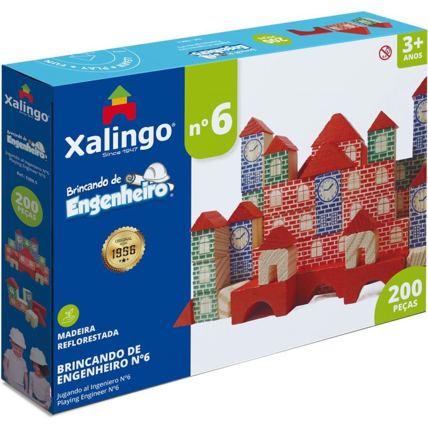 Brinquedo Para Montar Brincando De Engenheiro Com 200 Peças Em Madeira
