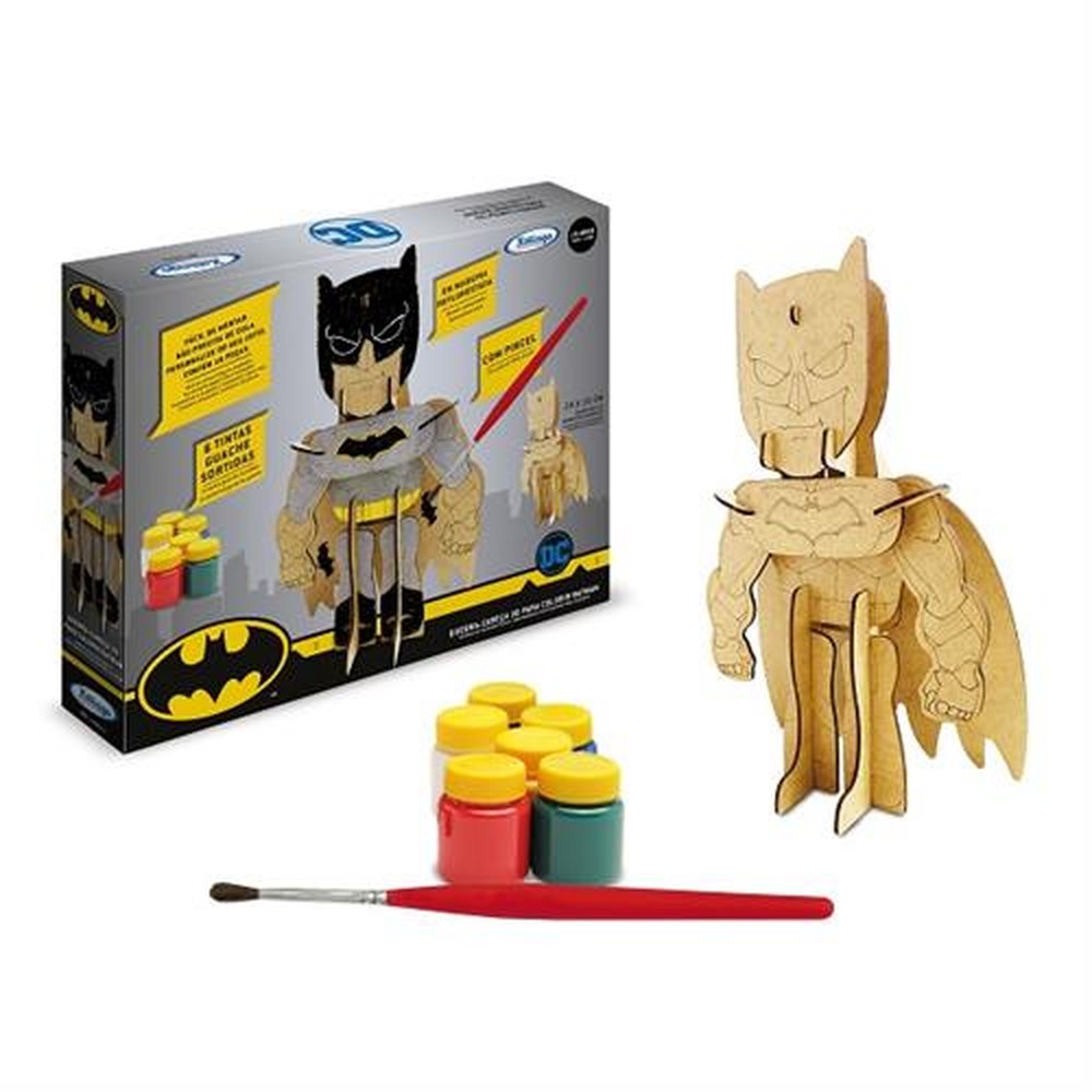 Boneco 3D MDF Colorir Batman