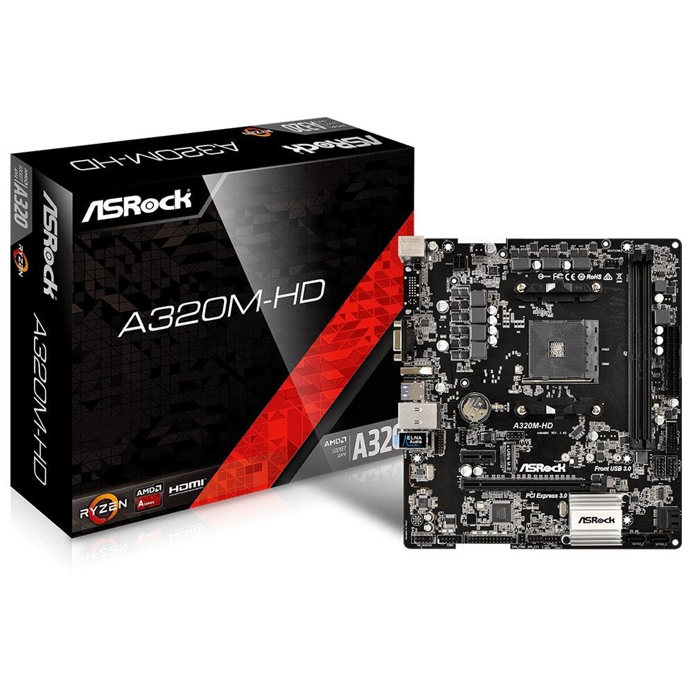 Placa Mãe Asrock A320M-HD R4 AM4 mATX DDR4