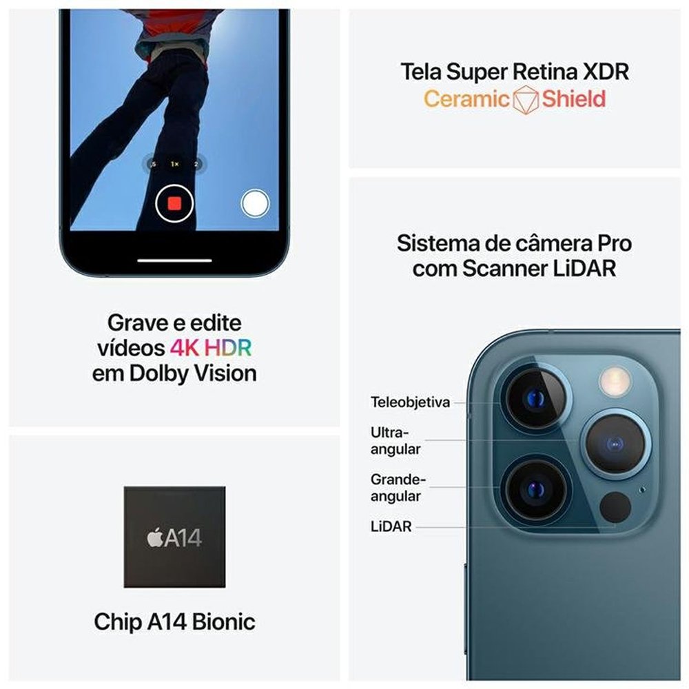 iPhone 12 Pro Max Apple Azul Pacífico 128GB Desbloqueado - MGDA3BZ/A