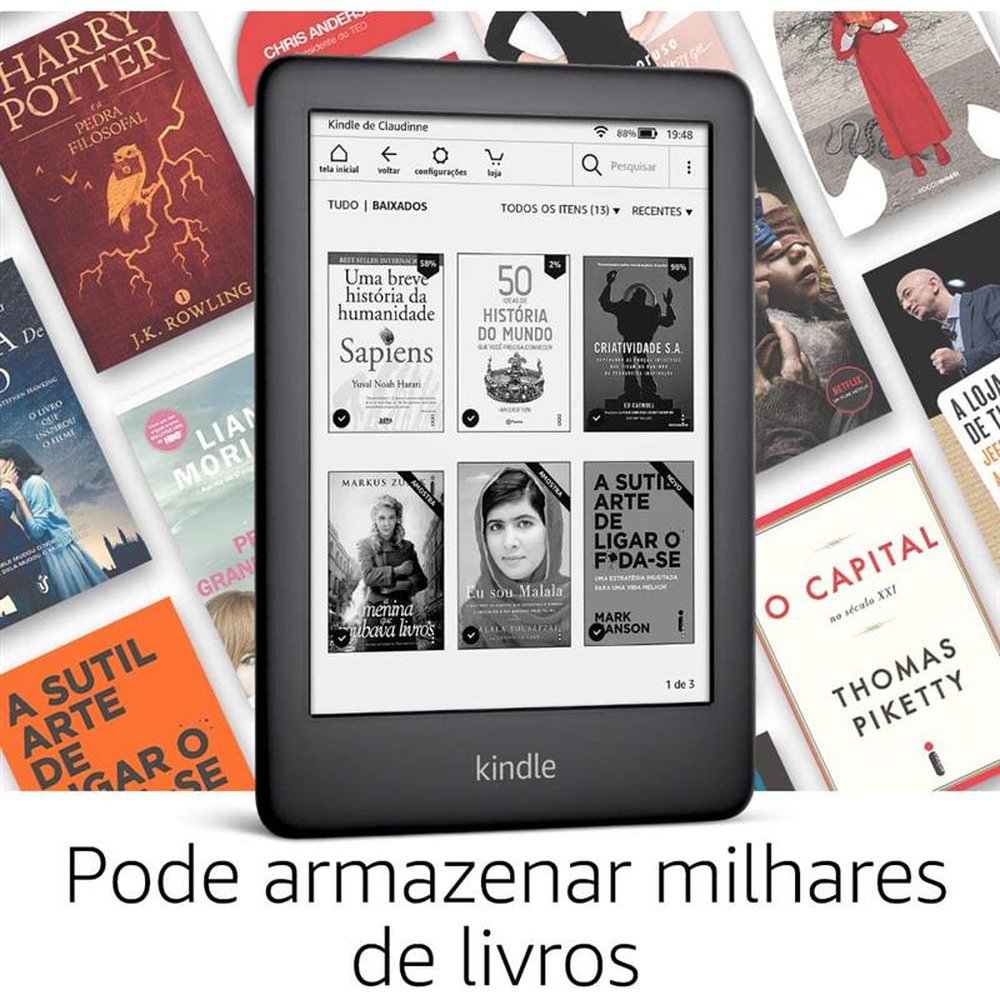 Kindle 10ª Geração, Preto, Luz Integrada, Wi-Fi, 8GB - AO0772