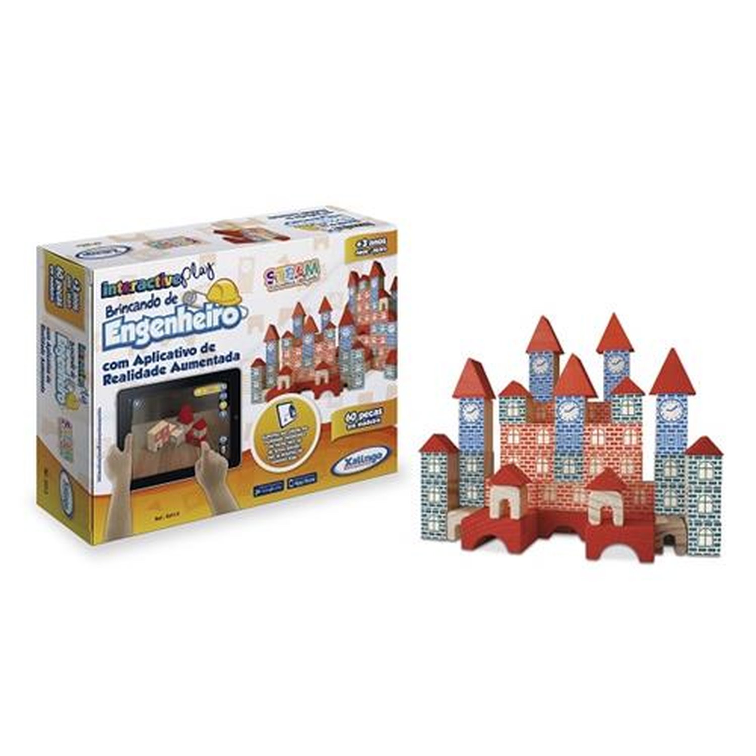 Brincando De Engenheiro Interactive Play Xalingo -Blocos De Montar 60 Pecas