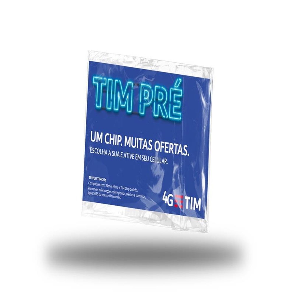 Chip TIM Pré-Pago - Pack 10 Chips (5 Sem Recarga + 5 Com Recarga R$ 10,00)