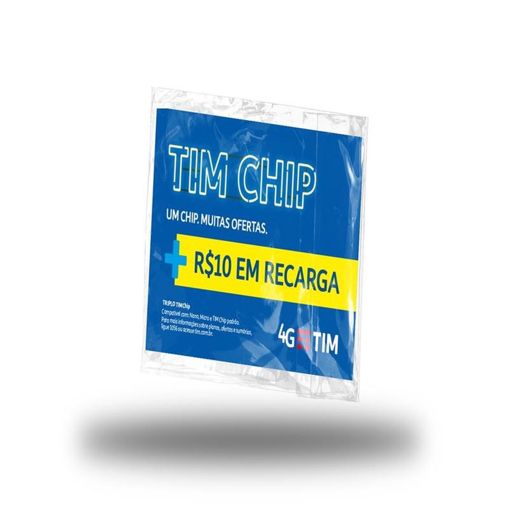Chip TIM Pré-Pago - Pack 25 Chips (15 Sem Recarga + 10 Com Recarga R$ 10,00)