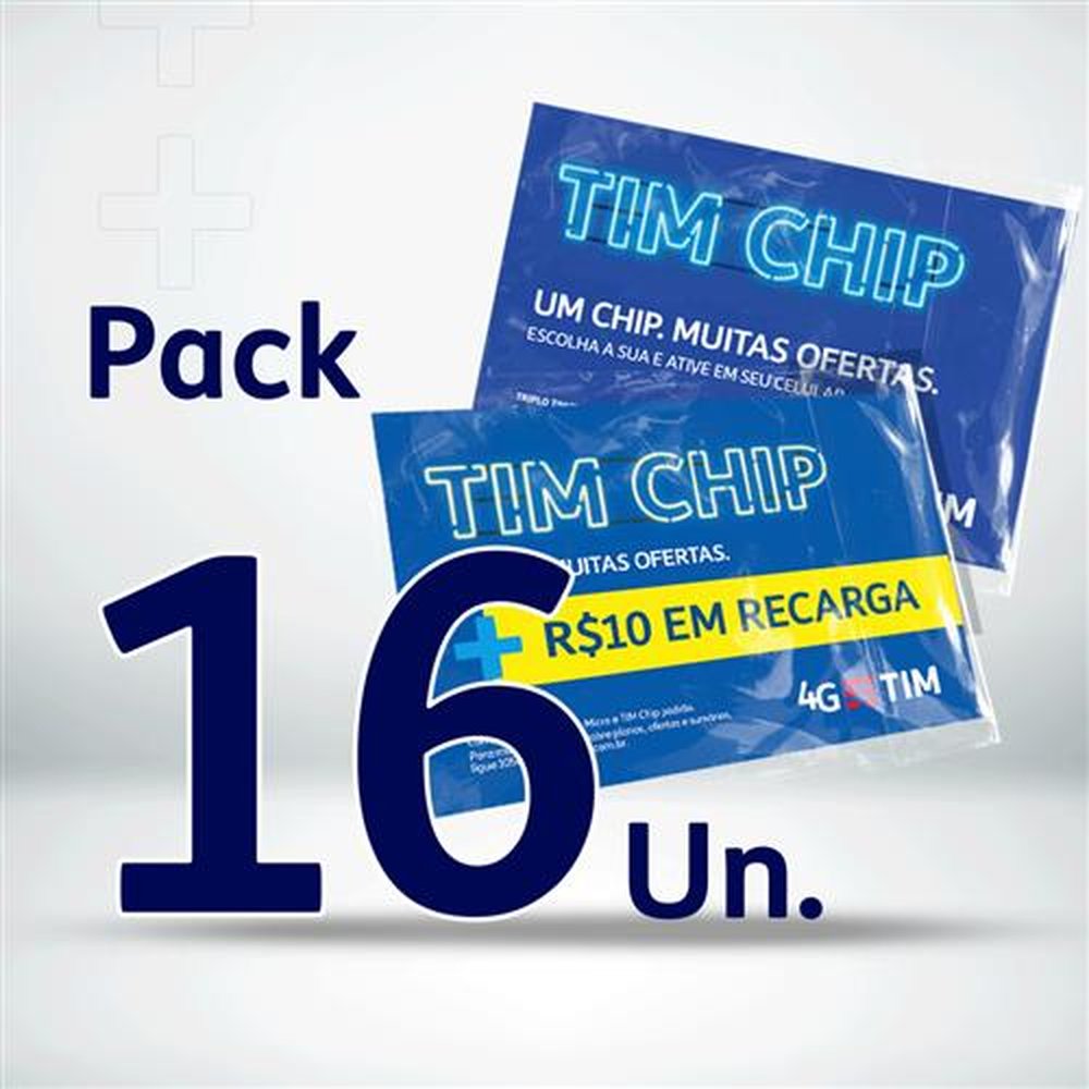 Chip TIM Pré-Pago - Pack 16 Chips (10 Sem Recarga + 6 Com Recarga R$ 10,00)