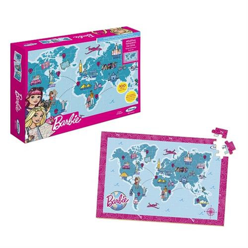 Quebra-Cabeca Barbie Mapa Mundi Xalingo