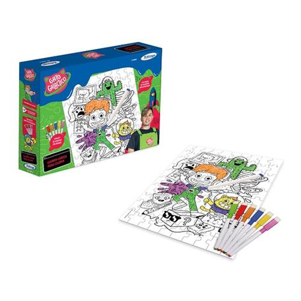 Quebra - Cabeça Para Colorir Gato Galactico