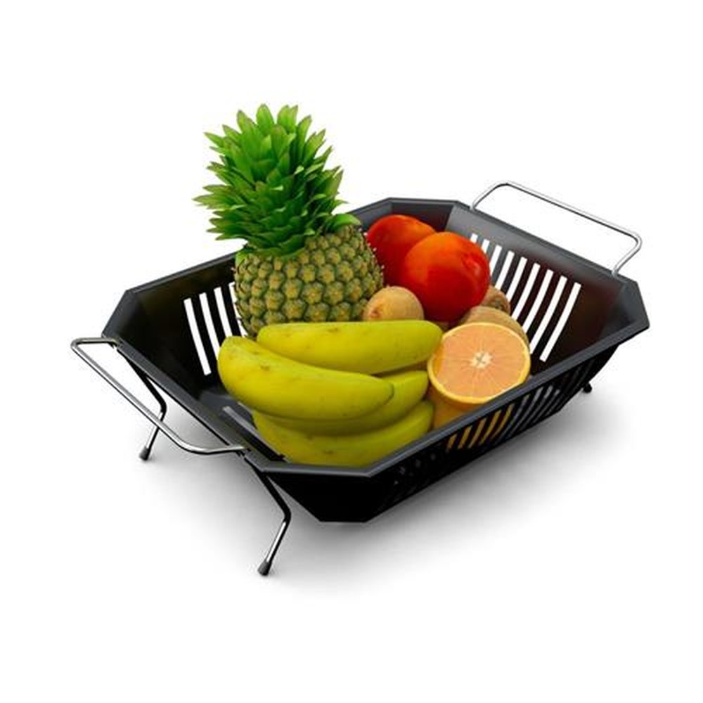 Fruteira Aramada com Cesto Plástico Preta Stolf