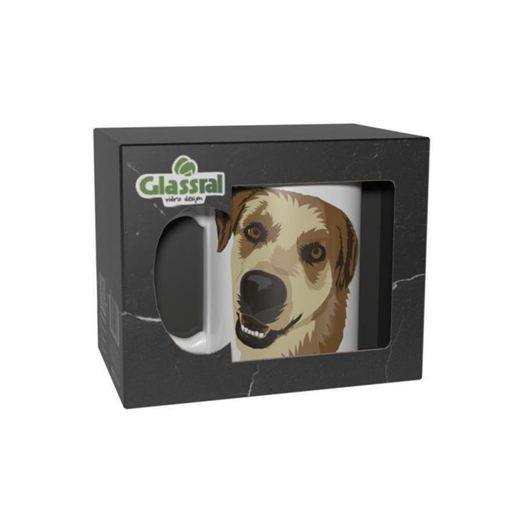 Caneca 300mL Cãopanheiro Decorações Sortidas Cerâmica Glassral