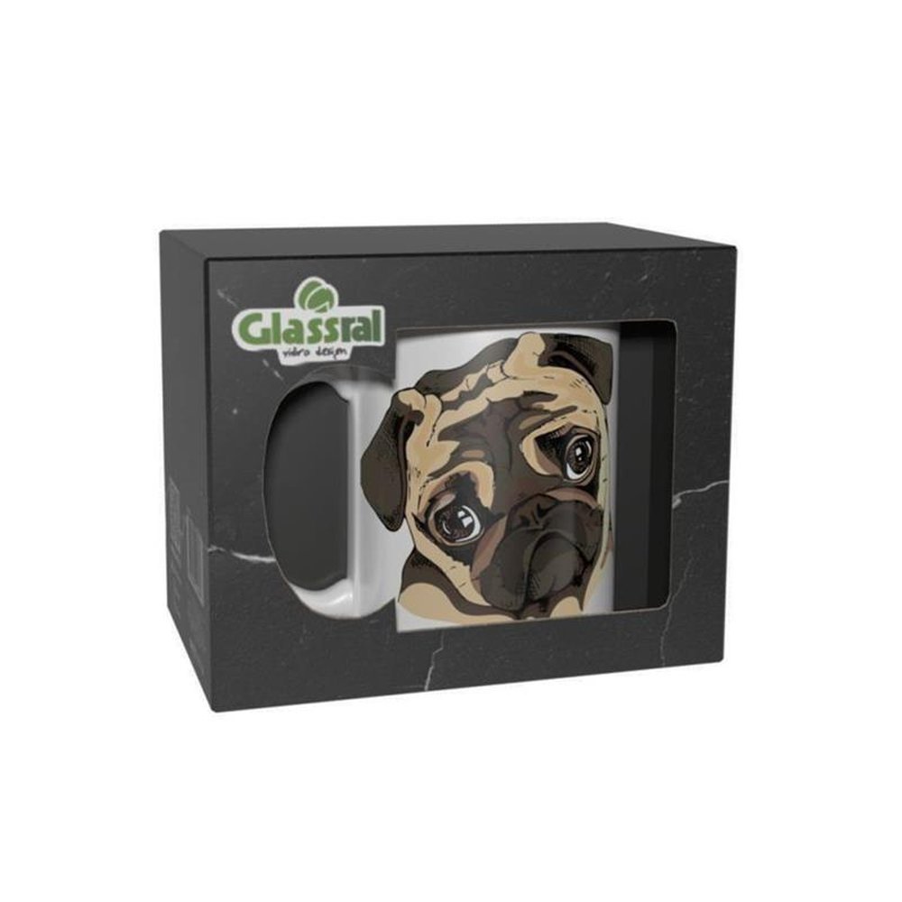 Caneca 300mL Cãopanheiro Decorações Sortidas Cerâmica Glassral