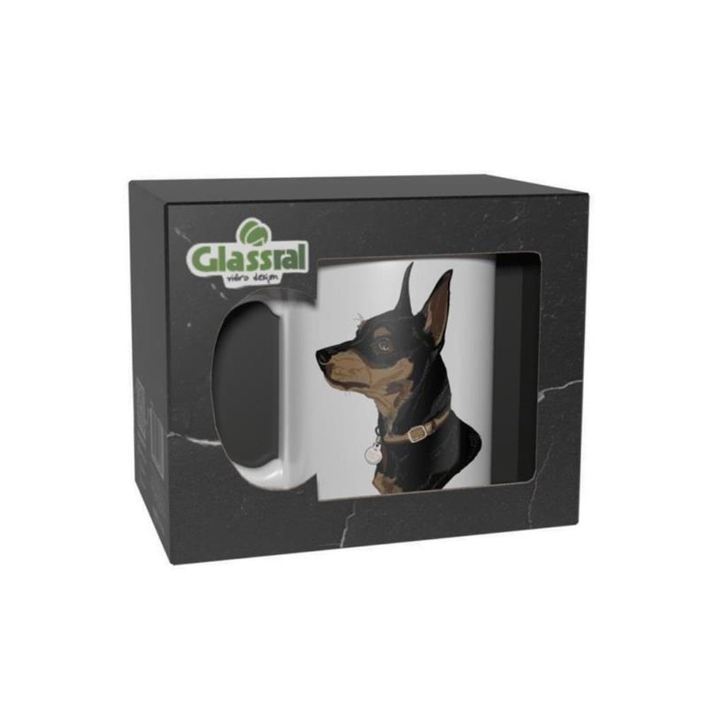Caneca 300mL Cãopanheiro Decorações Sortidas Cerâmica Glassral