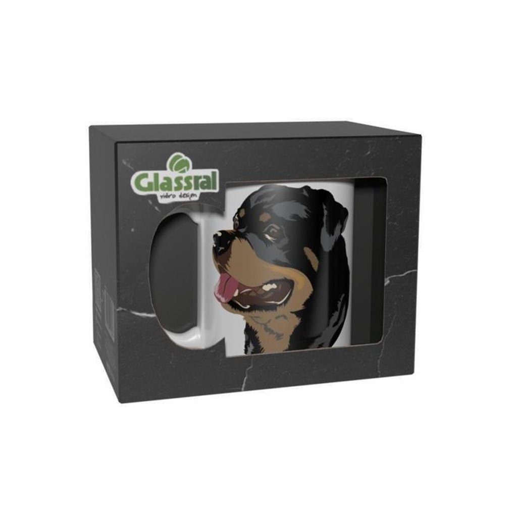 Caneca 300mL Cãopanheiro Decorações Sortidas Cerâmica Glassral