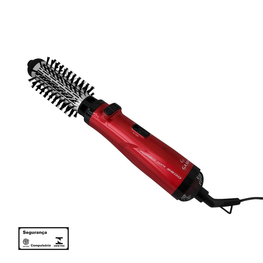Escova Rotativa Gama Turbo Íon 2600 Rotating Styler, Preto/Vermelho, Bivolt