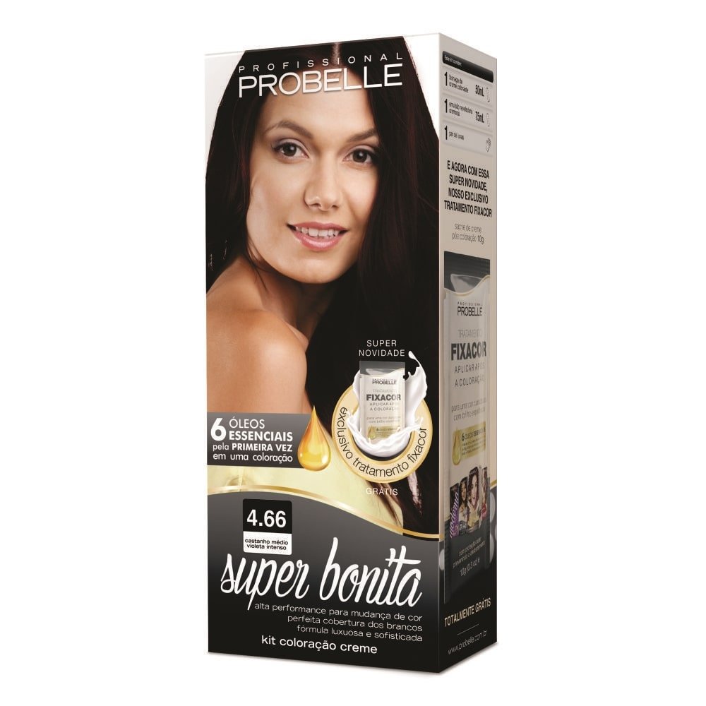 Tintura Probelle Super Bonita 4.66 Castanho Médio/Violeta Intenso 50ml