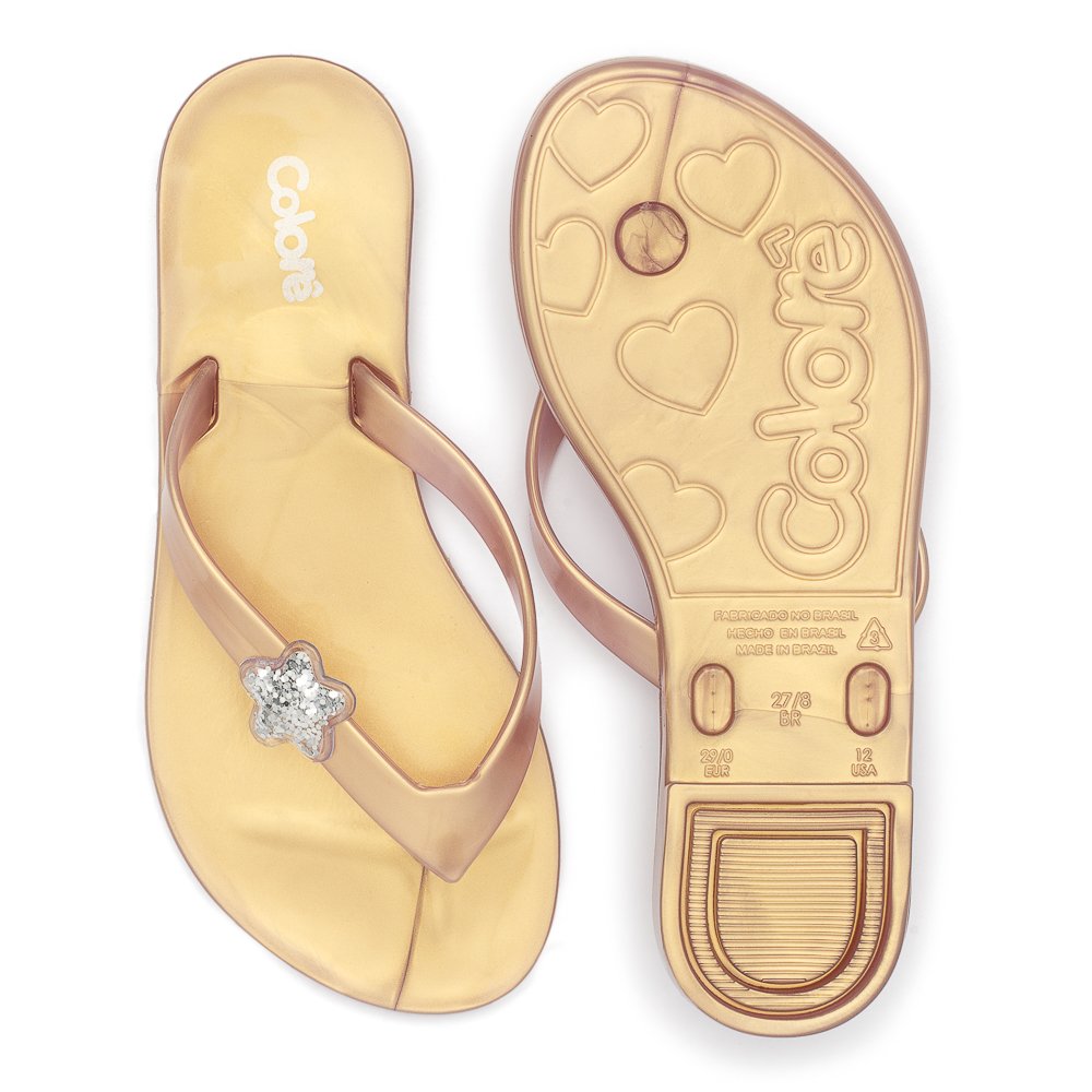 Kit Rasteirinha Infantil Colore Cobre Com Estrela 6 Pares - Numeração 25 A 32