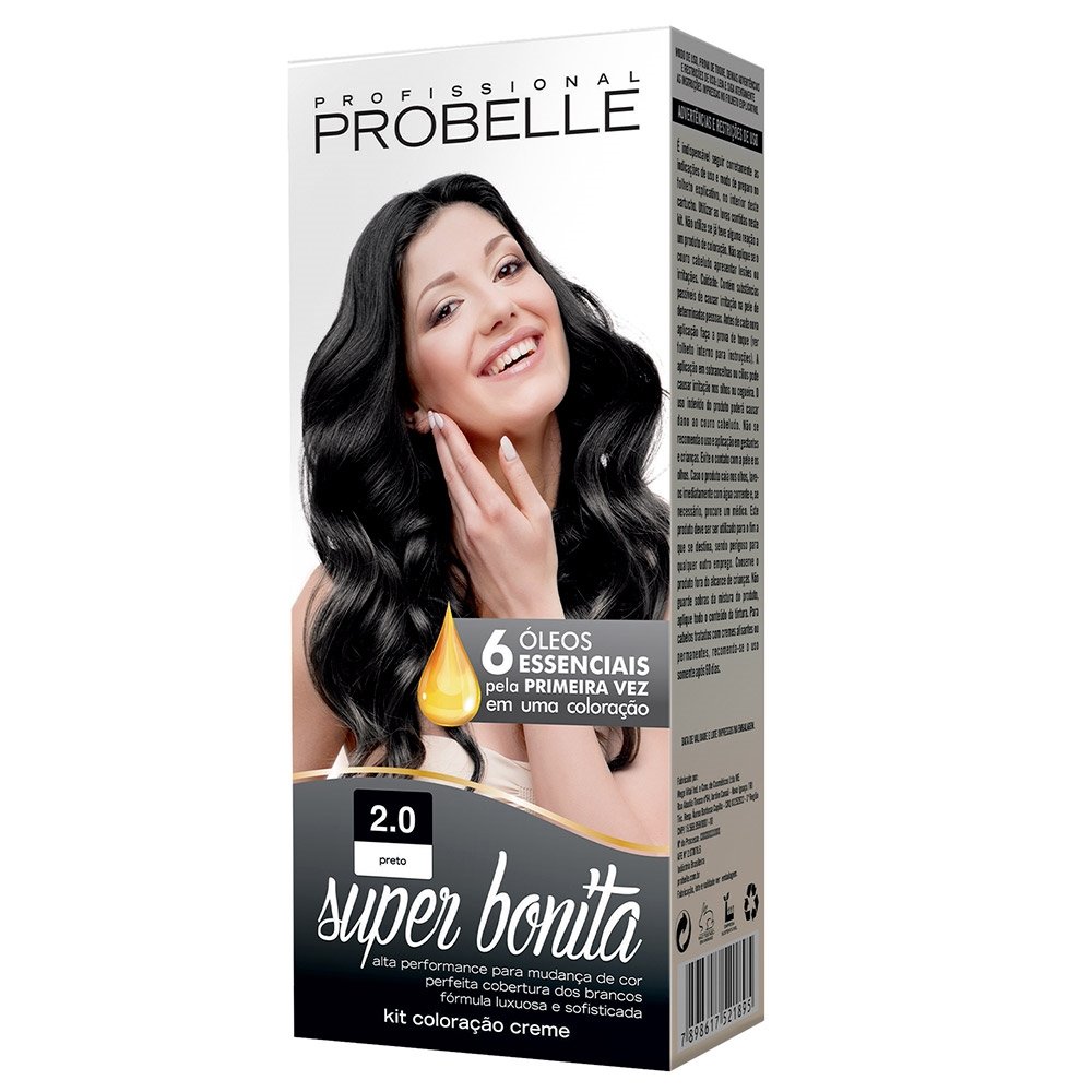 Tinta de Cabelo Probelle Super Bonita 2.0 Preto 50ml
