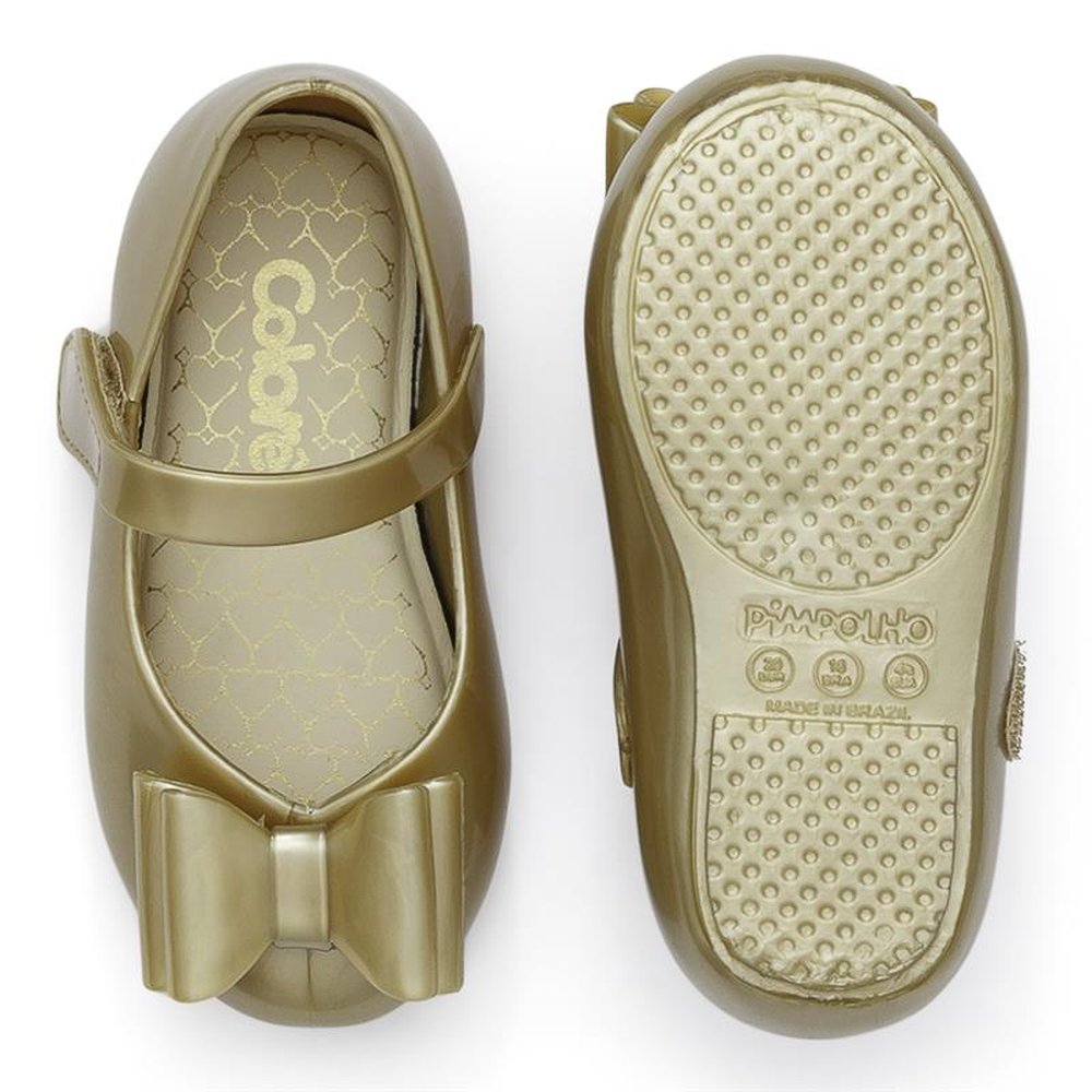 Kit Sapato Infantil Pimpolho Dourado Com Laço 6 Pares - Numeração 16 A 21