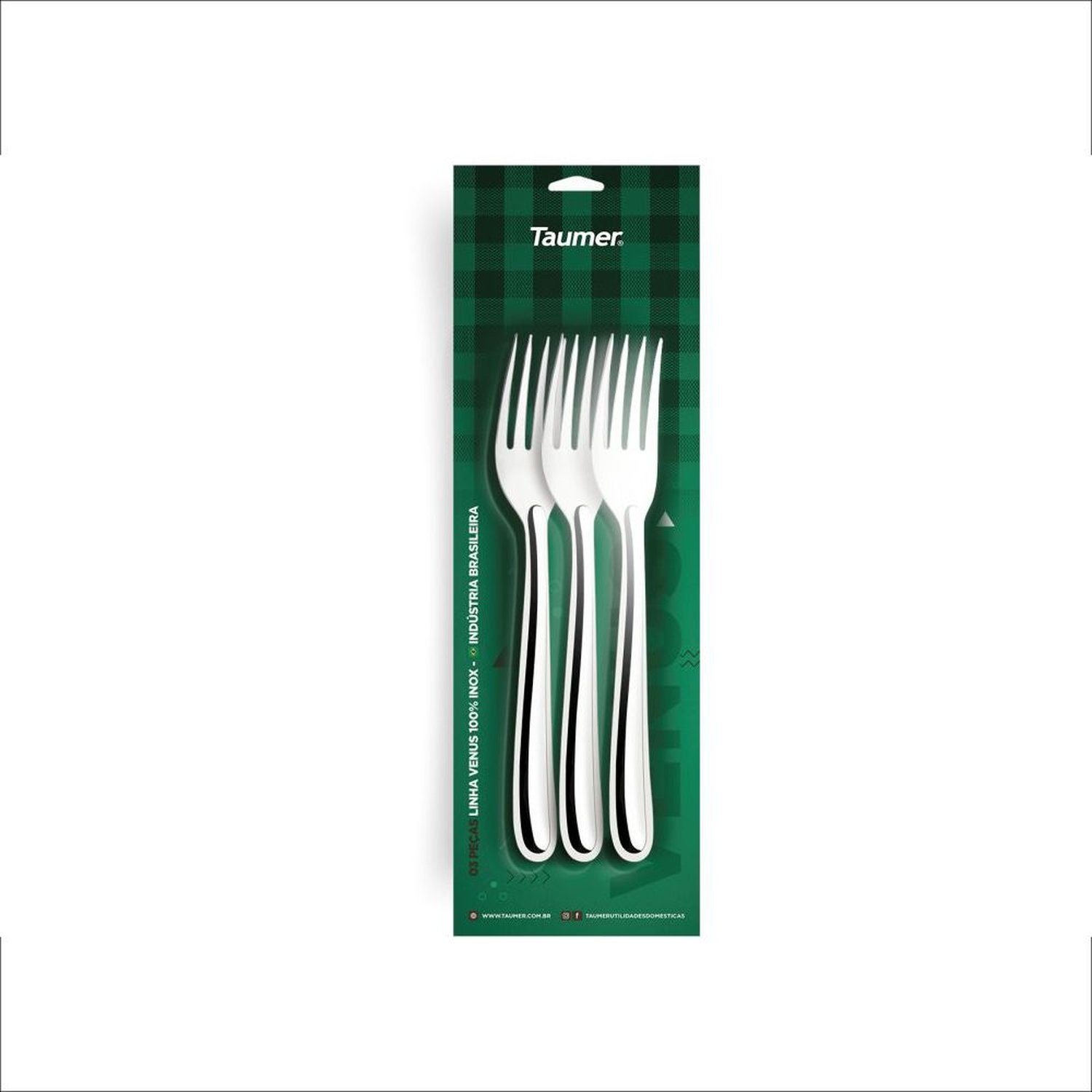 Garfo De Mesa Venus Cartela Com 03 Peças Inteiriças Caixa Com 50 Unidades