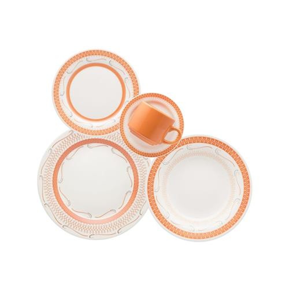 Aparelho de Jantar 20 peças Cerâmica Donna Tangerina Biona