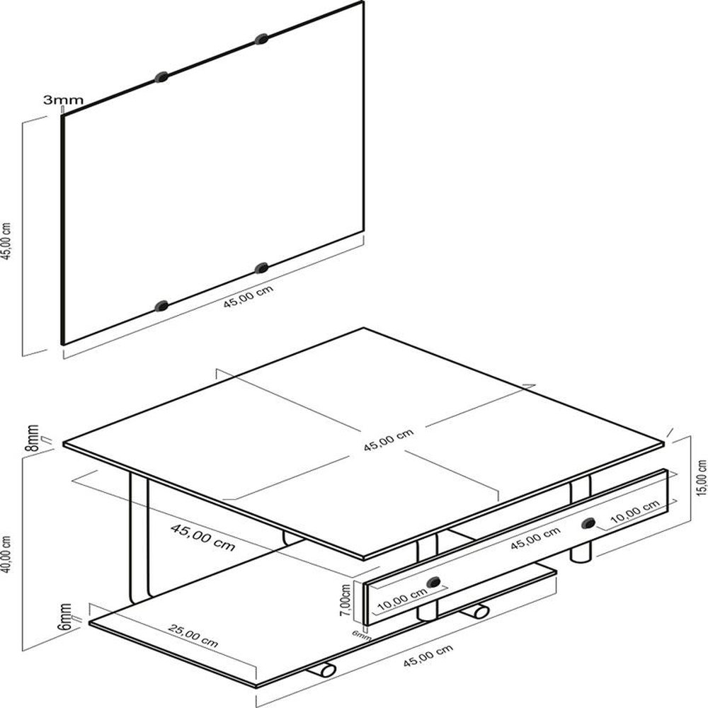 Conjunto Vidro Cuba Bancada Go45It Preto