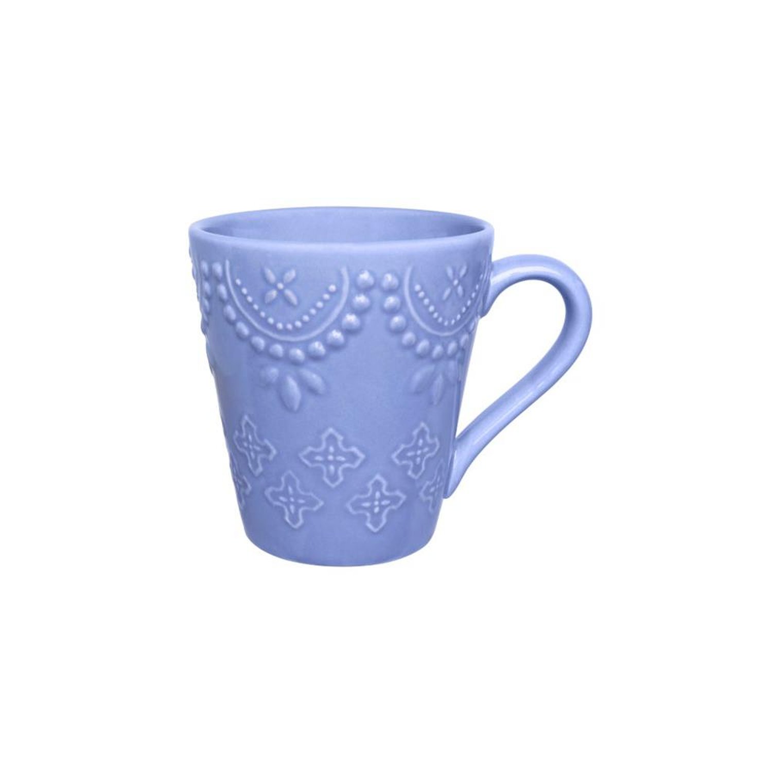 Caneca 280Ml Dalas Azul Hortência Cerâmica Biona
