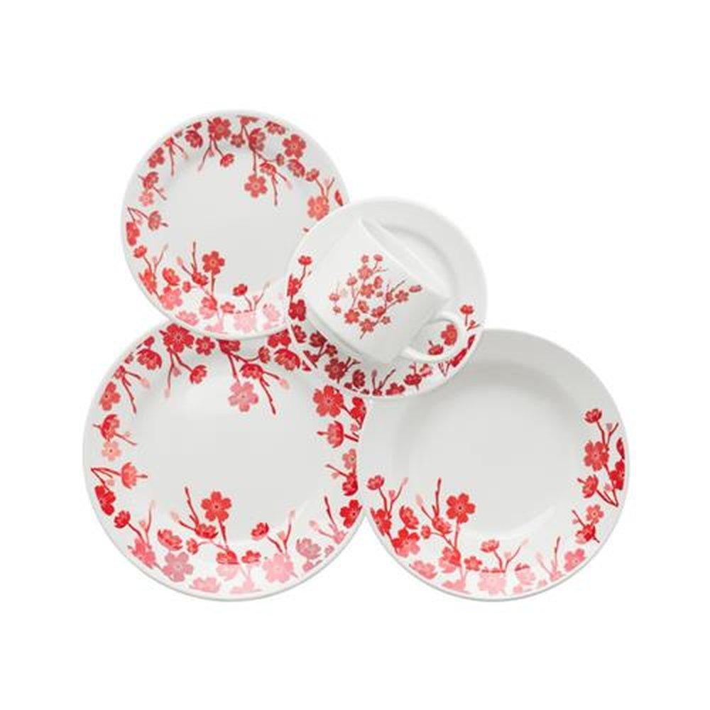 Aparelho de Jantar 30 peças Cerâmica Donna Jardim Oriental Biona